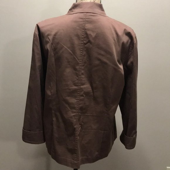 {Chico’s} Chocolate Brown Cotton Utility Jacket - Picture 8 of 9